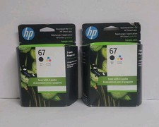 HP 67 Black Tri-Color Ink Cartridges 2-Pack Lot of 2 Genuine OEM Dated Apr 25
