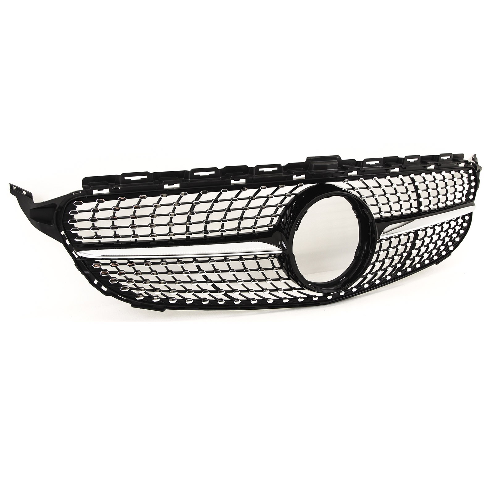 Bumper Grille Black/Chrome Style Fits Mercedes C Class W205 2014-18