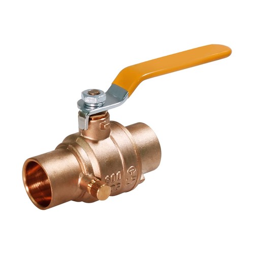 627C234NL 1/2" SWT x 1/2" SWT LeadFree Brass Full Port Ball Valve W/ Drain