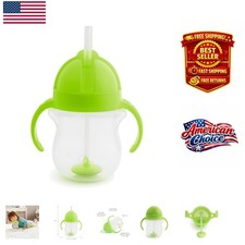 Green Baby Sippy Cup with Weighted Straw - 7oz Spill Proof, Perfect for Toddlers