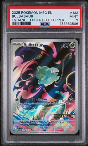 2025 Pokemon Mega Evolution Enhanced Box Topper BULBASAUR #133 PSA 9