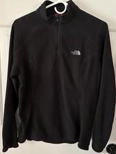 The North Face Women s Large 1/4 Zip Black Fleece Pullover With Logo.