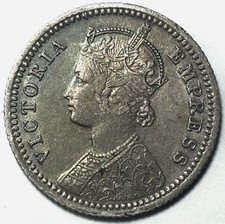1889 India 1/4 Rupee Silver Coin High Grade ( Combine Shipping )
