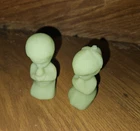 Vintage Satin Uranium Custard Glass Praying Boy & Girl Figurine Glows Fenton?