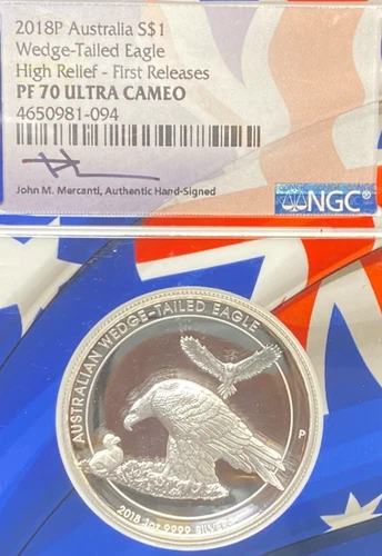 2018P $1 AUSTRALIA SILVER WEDGE TAIL EAGLE HIGH RELIEF 1st RELEASE NGC PF70 UC
