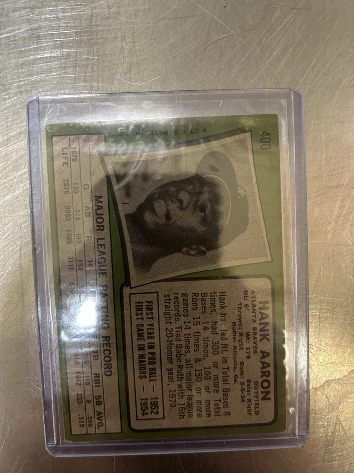 1971 Topps бейсбол #400 Хэнк Аарон - Изображение 2 из 2