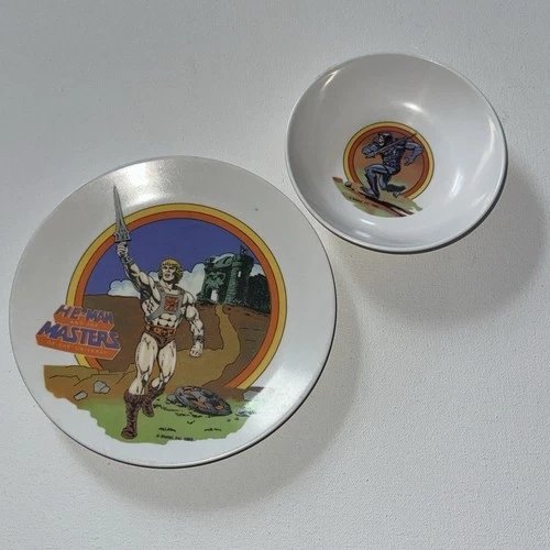 Vtg 1987 He-Man and the Masters of the Universe Dish Set 2 Mattel Skeletor Bowl