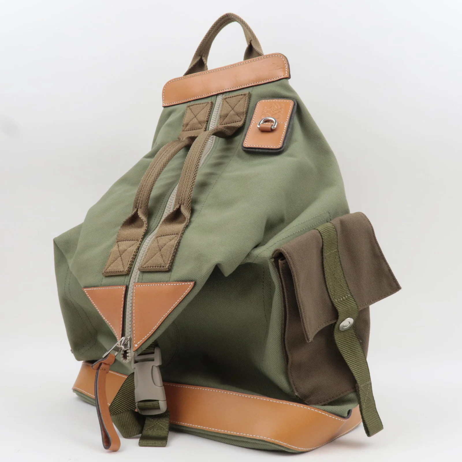 LOEWE Anagram Convertible Backpack Canvas Khaki A… - image 4