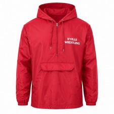 Vintage 80s Hartwell Sports Red Windbreaker Half Zip Pullover Hoodie Made in USA