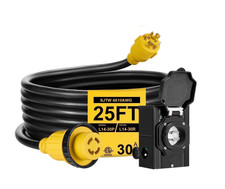 30 Amp 25FT RV Generator Cord Heavy Duty with Power Inlet Box L14-30P L14-30R
