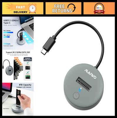 M.2 NVMe SATA SSD to USB C Adapter, 10Gbps USB3.2 Gen 2, Tool-Free Dock, 8TB Cap