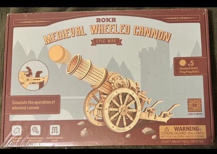 ROKR Medieval Wheeled Cannon Wooden Puzzle Epic War KW801