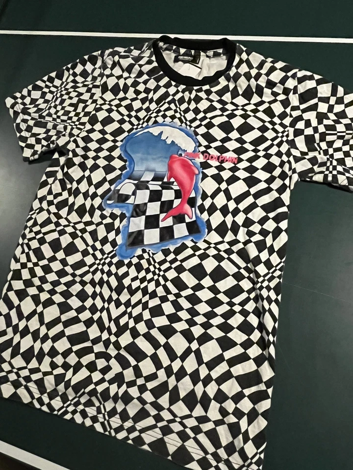 Camiseta Hombre Rosa + Dolphin SS PEQUEÑA Geométrica Cuadros Tablero Colorido Trippy Foto 2 de 4
