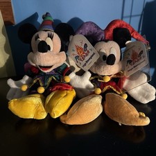 RARE Tokyo Disneyland 15th anniversary Jester Mickey  Minnie Mouse Plush