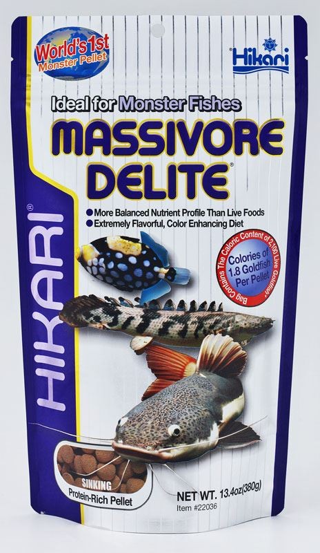 Hikari Tropical Massivore Delite Acquario Pesce Carnivoro Affondamento Pellet 380g