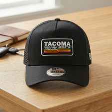 Tacoma Lifestyle Retro Stripe Embroidered Black Mesh Trucker Hat Off Road Cap Tacoma Lifestyle Retro Stripe Embroidered Black Mesh Trucker Hat Off Road Cap