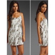 ALICE + OLIVIA Slip Safari Print Silk Cream Tan Mini Dress Women's Size small