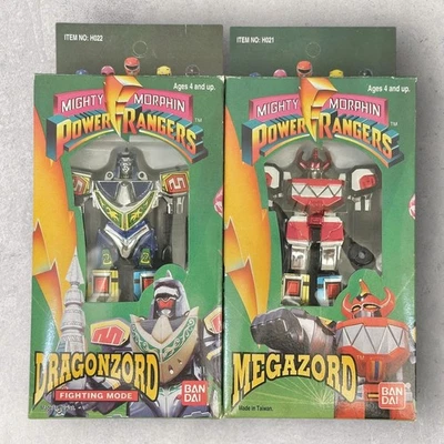 1993 Taiwan Vintage Mighty Morphin Power Rangers 4" Megazord Dragonzord Set of 2 - Image 1 of 4