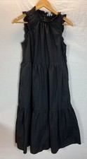 J.Crew Tiered Ruffled high neck Sleeveless Midi Dress Black Size 2 preppy modest