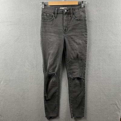 Madewell Jeans Womens 26 Gray Curvy High Rise Denim Skinny Leg Slim Fit Raw Hem