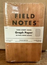 Field Notes Three Cherry Wood Graph Paper 48 Page Memo Books