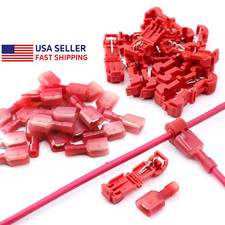 Red Quick Splice Terminal T-Taps Male Disconnects Gauge 22-18 AWG Wire Connector