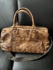 Patricia Nash Milano Distressed Brown Rugged Leather Carry On Duffle Bag