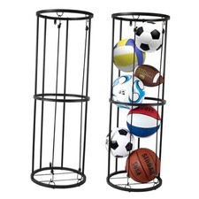 Garage Ball Storage Rack - Wall-Mounted Vertical Ball Holder for Basketball,