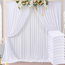 50Ft 10Ft Wrinkle Free White Backdrop Curtain for Parties, 10 Panels 5 10Ft Poly