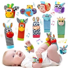 Baby Wrist Rattles Socks Newborn Animal Socks Infants Foot Finder Wrist Strap