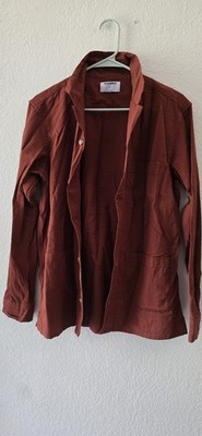 Old Navy Men's Brown Corduroy Cotton Long Sleeve Button-Up Shirt Pockets Small