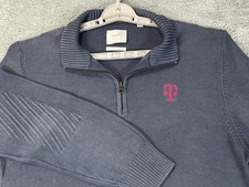 Billy Reid Quarter Zip Sweater Men Large Blue Cotton Cashmere T Mobile Exec Rare
