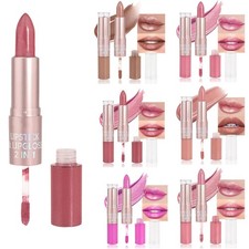 Lápiz labial y brillo de labios 2 en 1 de larga duración 2 en 1 lápiz labial y lápiz labial líquido para mujeres