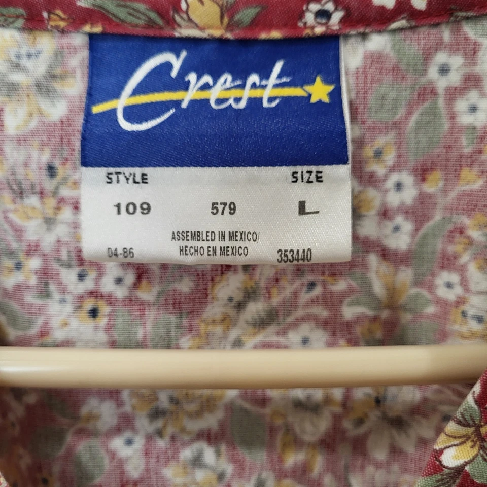 Blusa Médica Crest Roja Floral Para Mujer Talla L Enfermera Médica Veterinaria 2 Bolsillos Poliéster/Algodón Foto 3 de 4