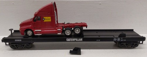 Coche plano Caterpillar calibre O MTH 20-98531 con 2 camiones de tienda de alquiler de CAT #200630 | Zustand: Used