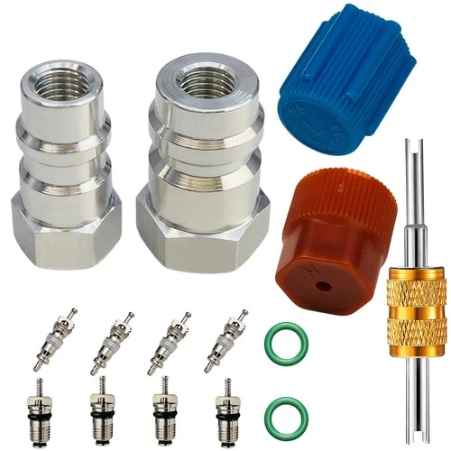 R12 to R134A AdapterHigh/Low AC Fitting Port Retrofit Conversion Fitting 1/4’...