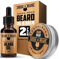 Beard Oil and Balm Set for Men - All-Natural Sandalwood  Citrus Scent, For Bear