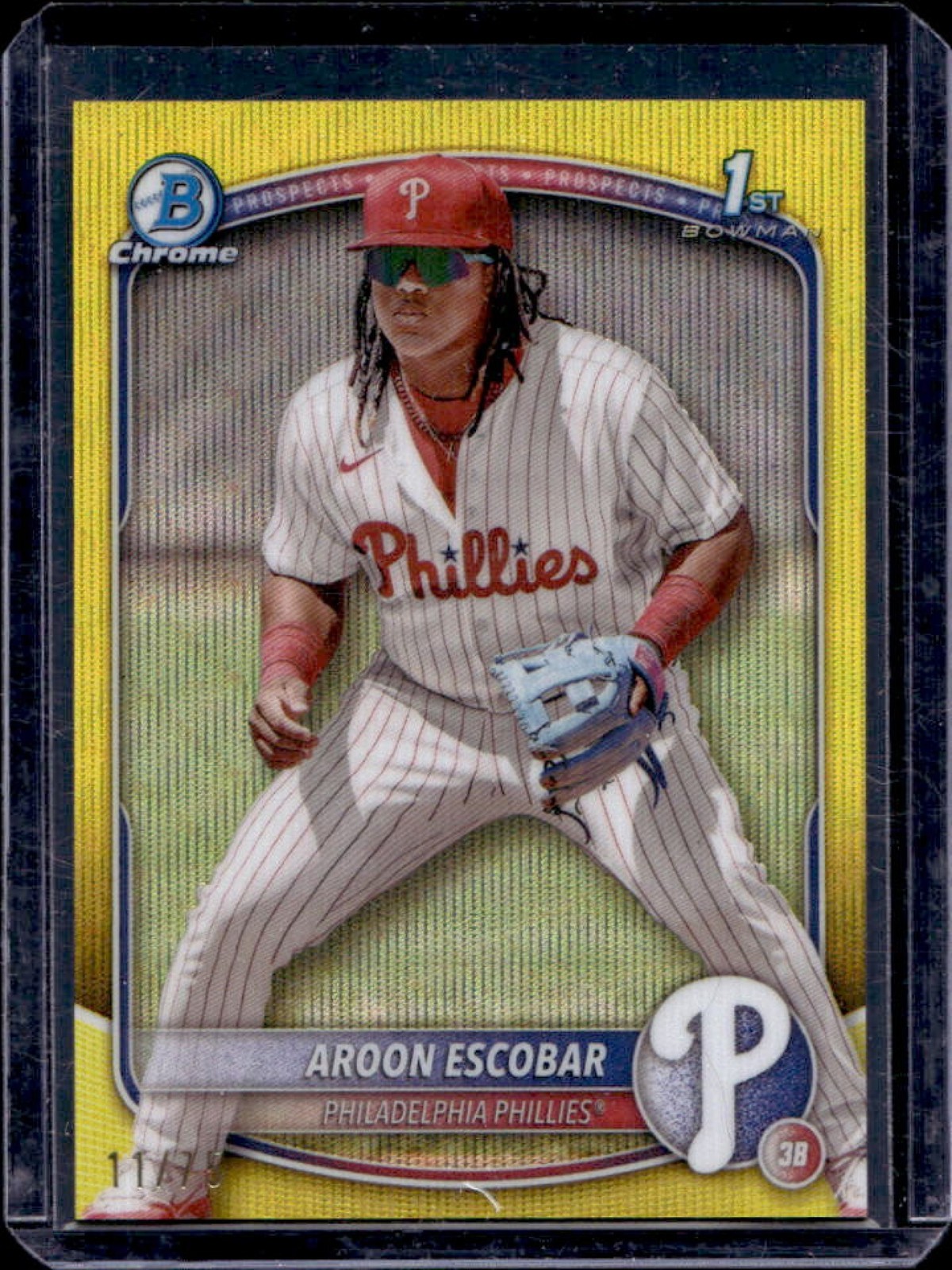 2025 Bowman Aroon Escobar Chrome Yellow Wave Refractor 1st #11/75