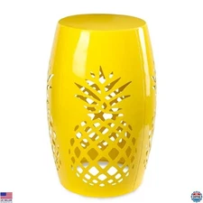 Vipush Yellow Lace Cut Iron Outdoor Side Table - Versatile Patio & Garden Stool