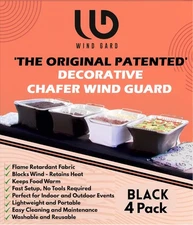 Chafer Wind Guard 4 Pack - Decorative Chafing Dish - 4 Pack, Black 