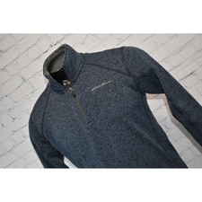 Eddie Bauer 1/4 Zip Pullover Mens Medium Blue Marled Fleece Sweater Mock Neck