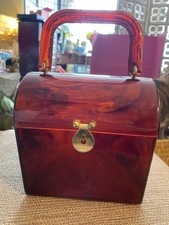 VTG Lucite Faux Tortoise Shell Box Purse Handbag READ Description