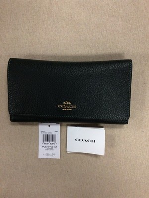 Coach Slim Trifold Wallet Refined Pebble Leather Amazon Green
