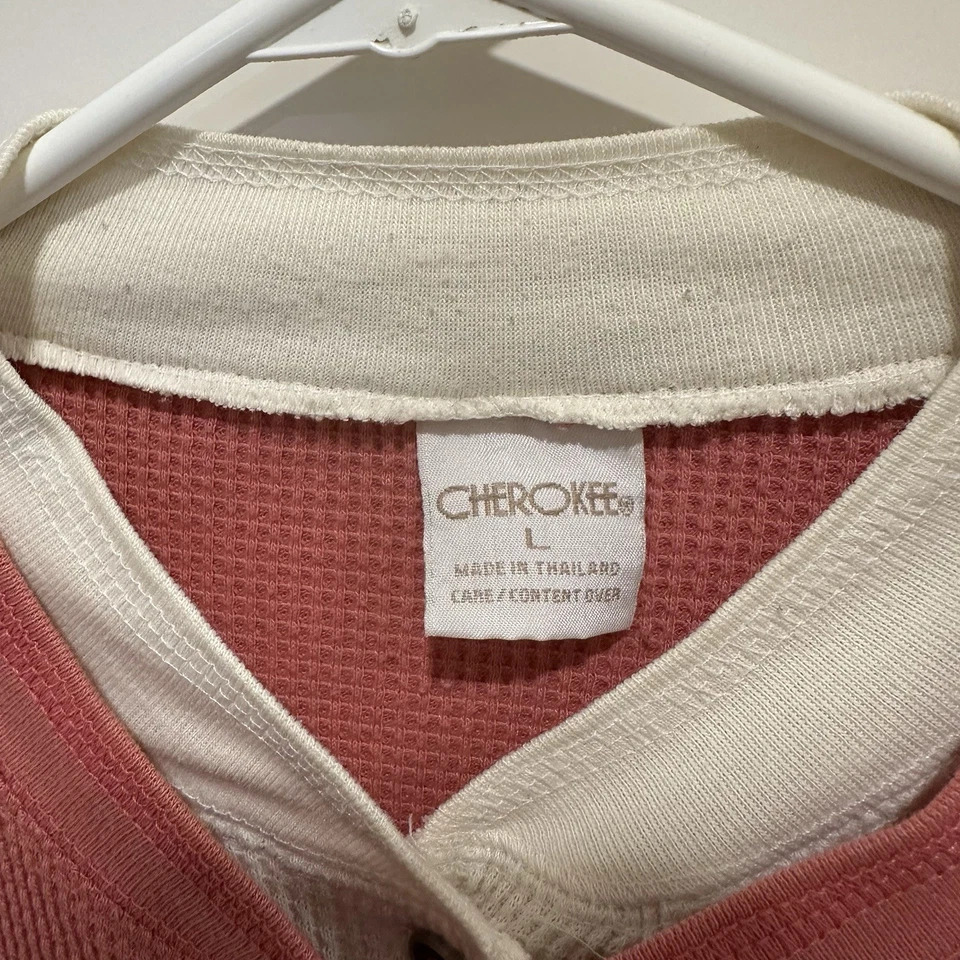 Y2K чероки рубашка большой Henley вафли трикотажа темно-синий цветочный Елена Гилберт Белла лебедь - Изображение 3 из 4