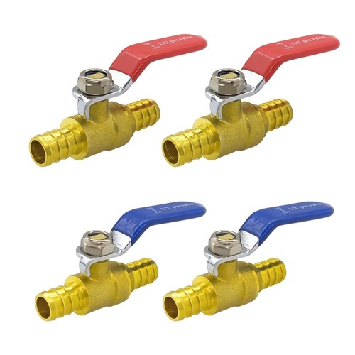 4 Pack 1/2 Inch PEX Brass Full Port Ball Valve Shut Off Plumbing Fitting
