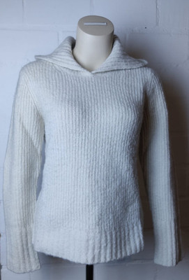 Turnover Damen Strickpullover mit Kapuze Creme Weiß Gr. M Wollmischung