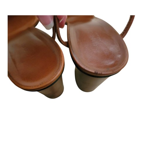 Gucci sandali vintage Horsebit a righe web pelle marrone tacco a blocco 9,5 39,5 - Foto 8 di 11