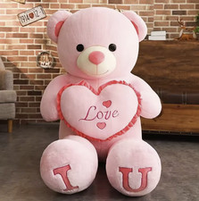 Cadeau de la Saint-Valentin Grand Ours en Peluche LOVE 100 cm Rose Ours Géant