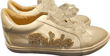 Betsy Johnson Bride Tennis Shoes White Satin Rhinestone Wedding Reception Size 8
