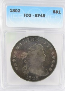 1802 United States Draped Bust Dollar ICG EF 45